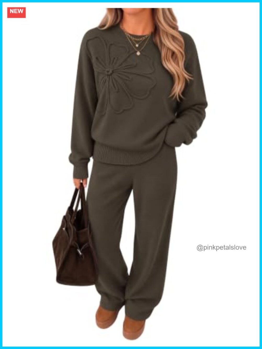 Womens 2 Piece Sweater Lounge Set Knit Matching Outfit
